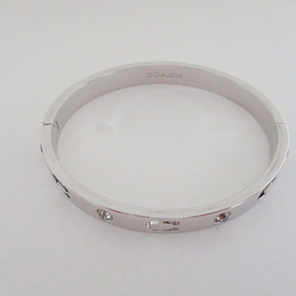 COACH  Faux Stone Silver Tone Bangle Bracelet - Picture 1 of 8